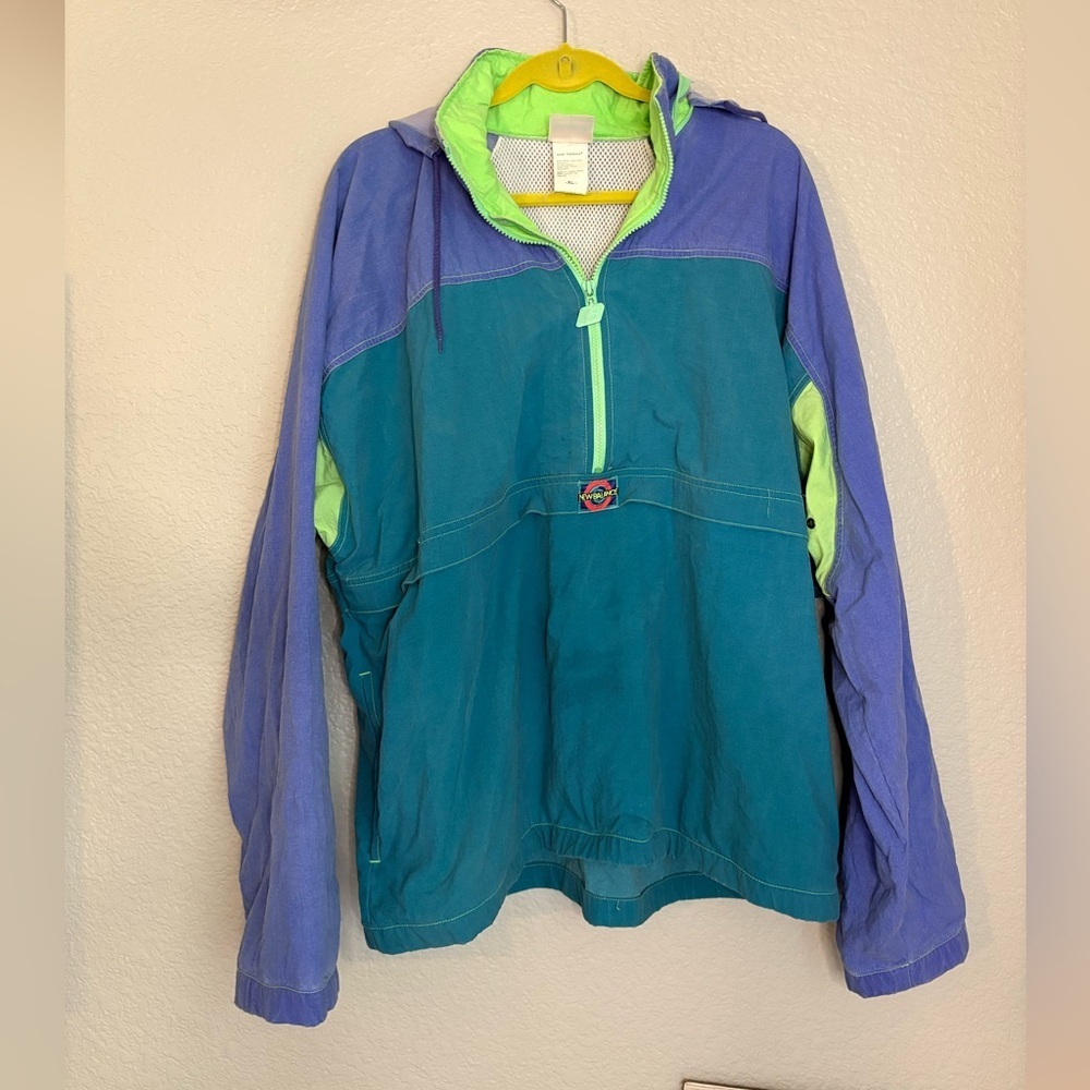 Vintage Y2K New Balance Neon Windbreaker Pullover Men XL